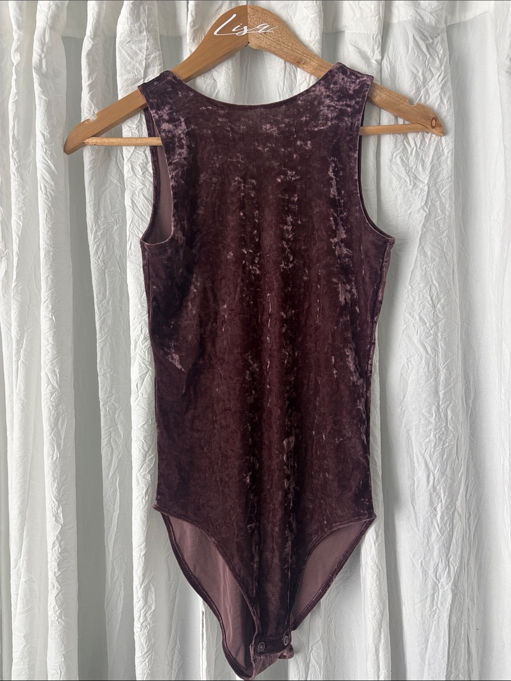 American Eagle Outfitters Velvet Sleeveless Bodysuit - Plum